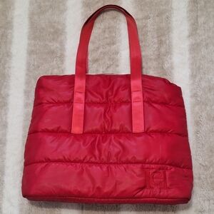 Carolina Herrera Red Puffy Quilted Tote Bag